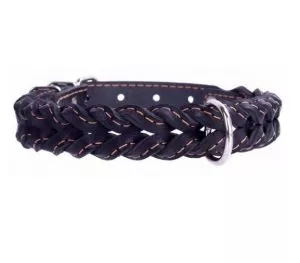 COLLAR kožený obojek proplétaný black