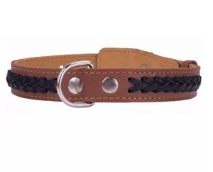 Collar kožený obojek překřížený vzor brown-black