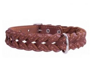 COLLAR kožený obojek proplétaný brown