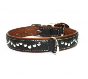 COLLAR Soft kožený obojek s dekorem black-brown
