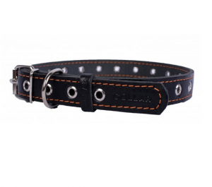 COLLAR Kožený nastavitelný obojek pro velké psy Black