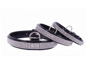 COLLAR Brilliance lakovaný kožený obojek Black
