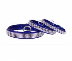 COLLAR Brilliance lakovaný kožený obojek Blue