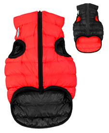 Teplá věsta pro psa AiryVest červeno/černá oboustranná