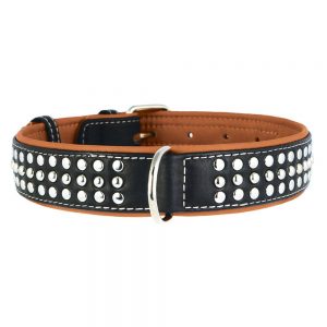Collar Soft obojek black- vybíjený