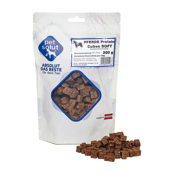 PetSolut SOFT – Měkké proteínové kostky z koňského masa 200g