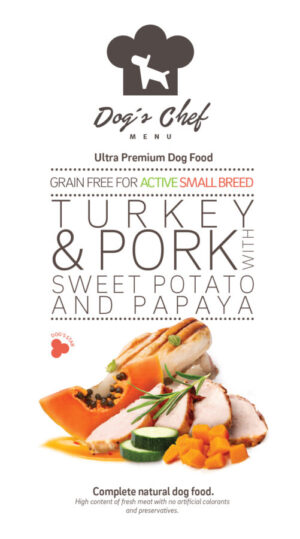 DOG’S CHEF Turkey & Pork with Sweet Potato and Papaya ACTIVE SMALL BREED