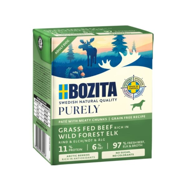 BOZITA Purely Dog paté s hovězím a losím GF 370 g