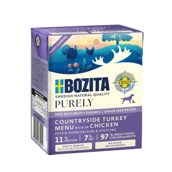 BOZITA Purely Dog Puppy & Junior paté s krůtím a kuřecím GF 370 g